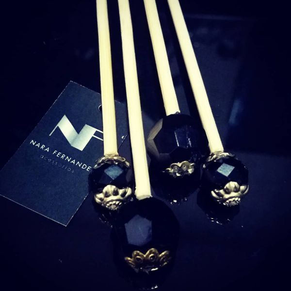 KIT VARETAS DECORADAS PRETA